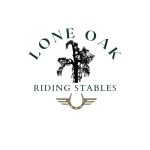 Lone Oak Riding Stables white logo with tree.